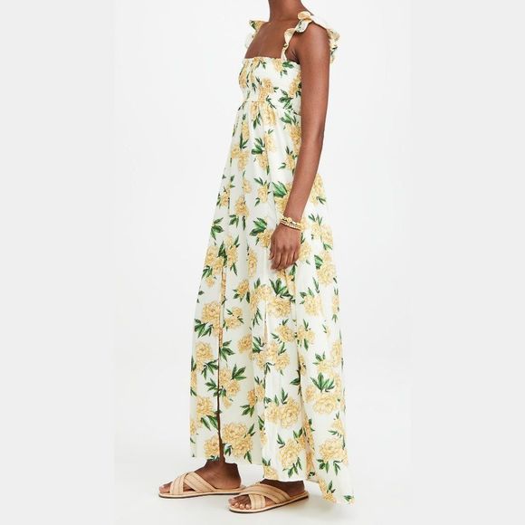 Agua Bendita Leandra Voila Dress Deco Yellow Floral Maxi Smocked Ruffle Shopbop - Picture 4 of 15